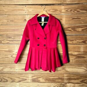 Chic Red Double-Breasted Pea Coat